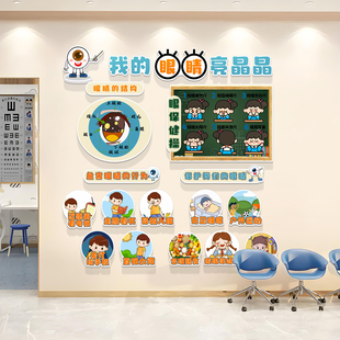 眼镜店墙面装饰画广告海报验光室氛围布置形象墙视光中心科普墙贴