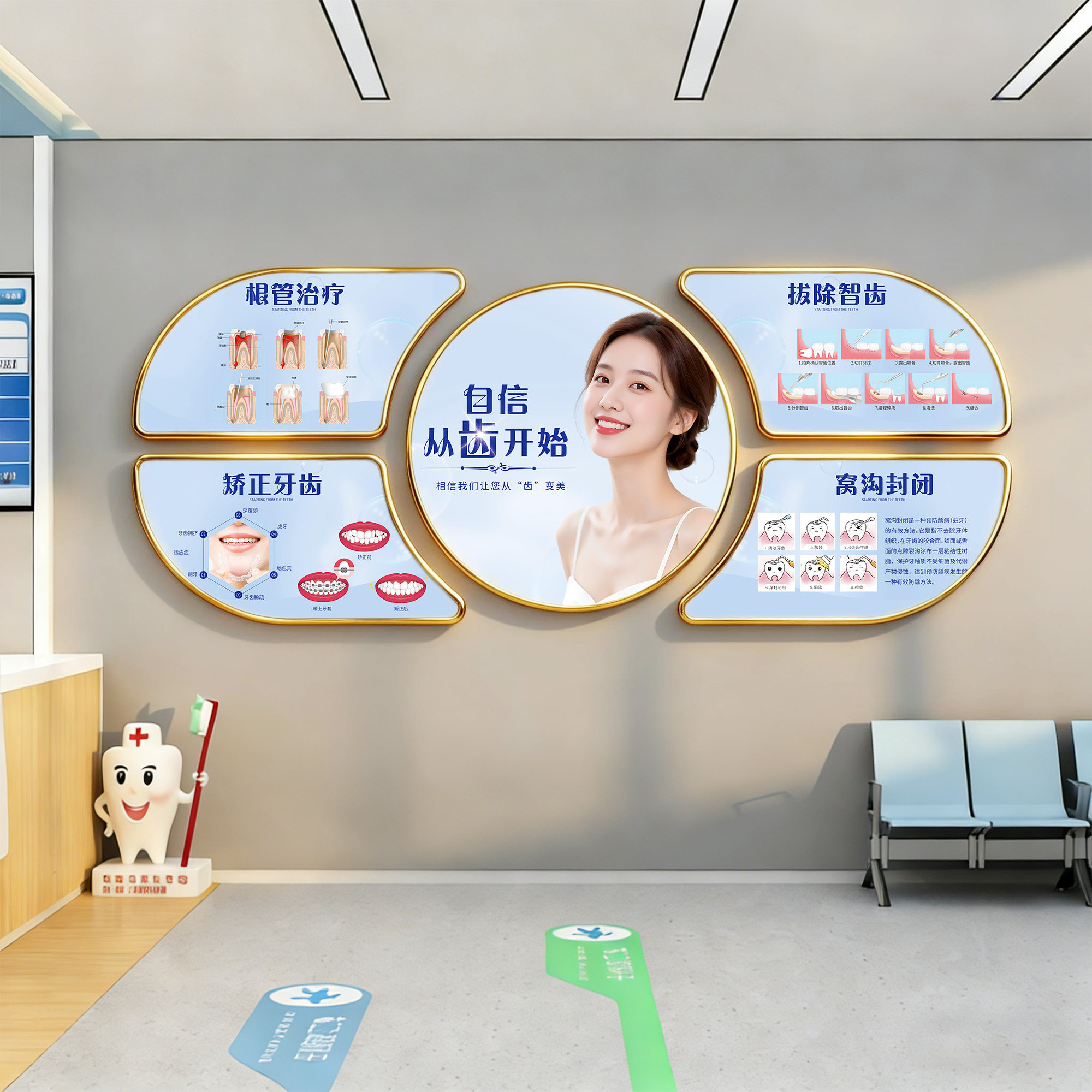 口腔诊所挂画牙科诊室宣传海报挂图口腔科墙面装饰画高档氛围壁画