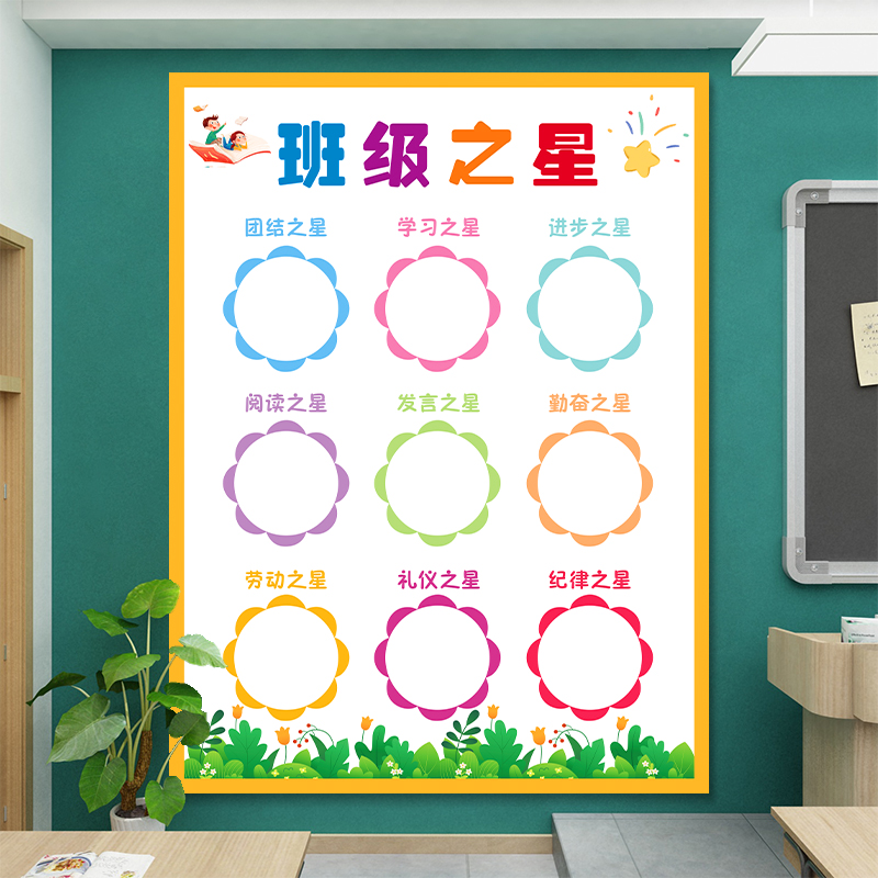班级之星文化墙贴纸你追我赶评比
