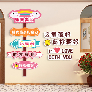 网红打卡拍照区氛围布置美容院美甲女服装 饰牌吸引人 店门口墙面装