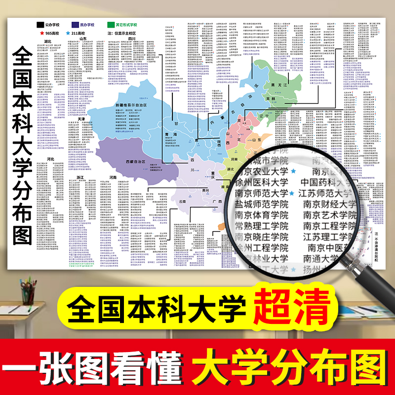 班级文化全国重点高校分布图墙贴