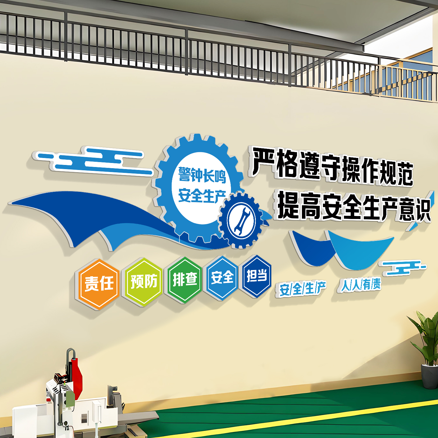 安全生产标语公司企业文化墙贴纸