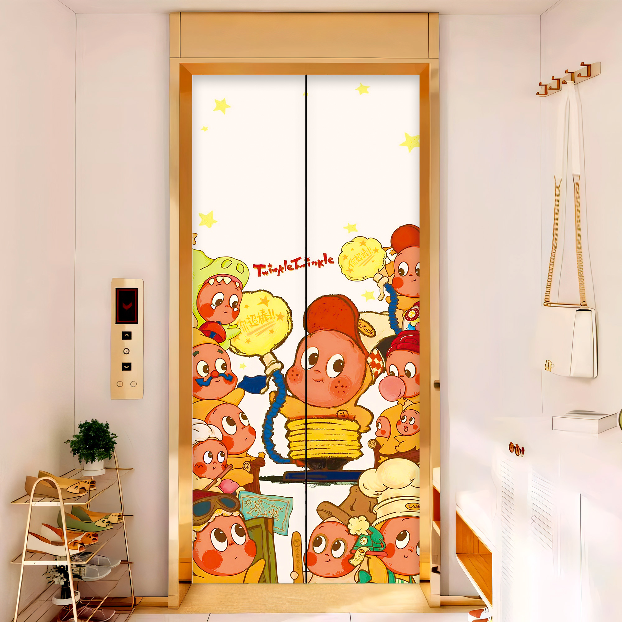 电梯门贴纸入一梯一户装饰画