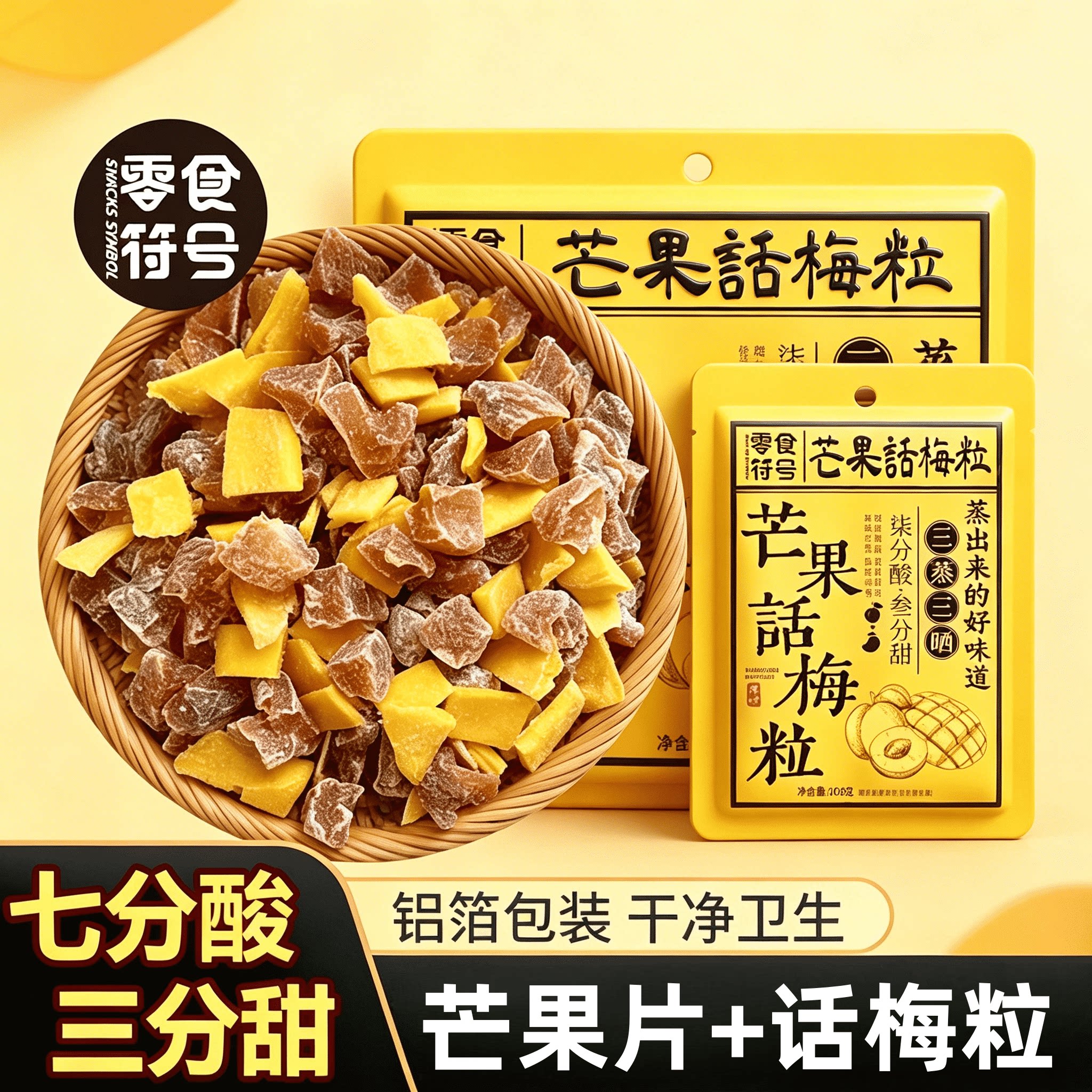 超值芒果话梅粒芒果干酸甜梅子水果干搭配爽口解腻春季爆款零食