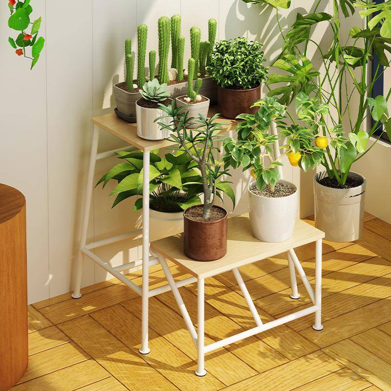 花架阳台置物架防腐实木室内植物摆放2024新款庭院花盆托架子梯子