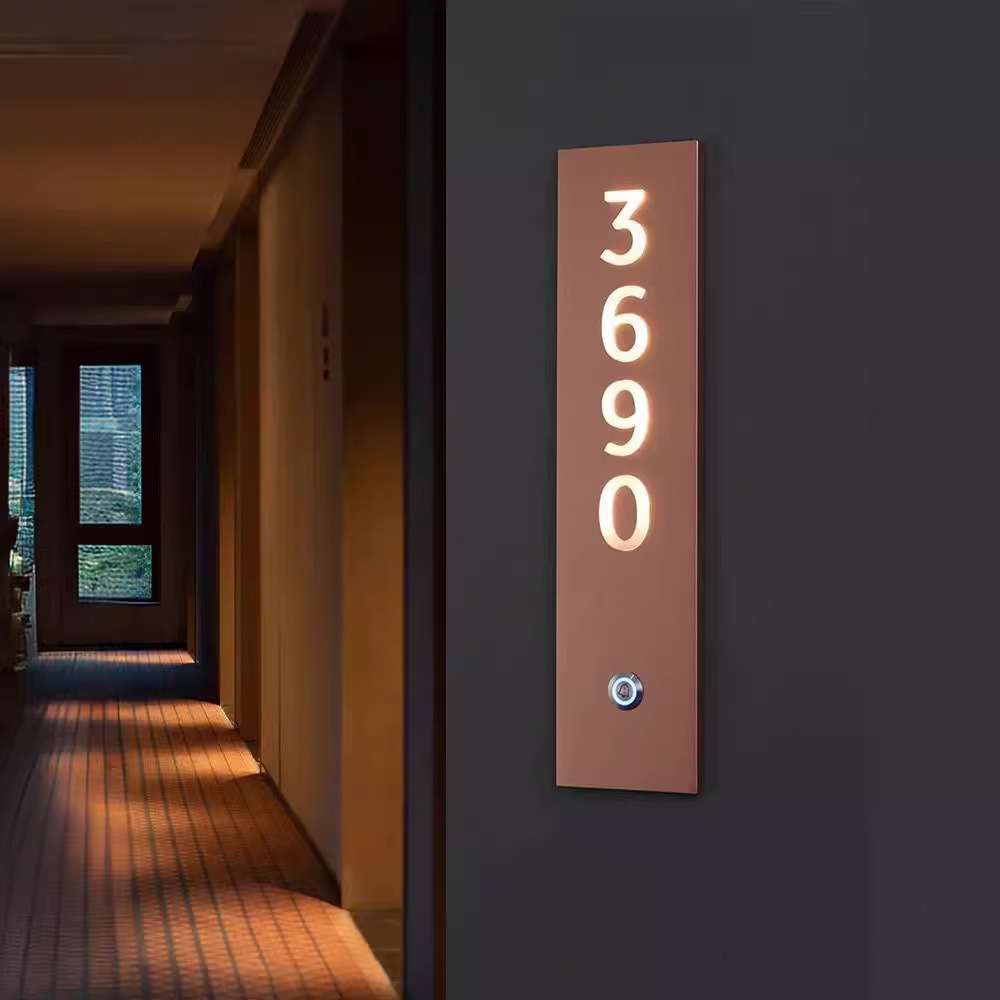 Hotel door room number plate with led Don't Disturb doorbell