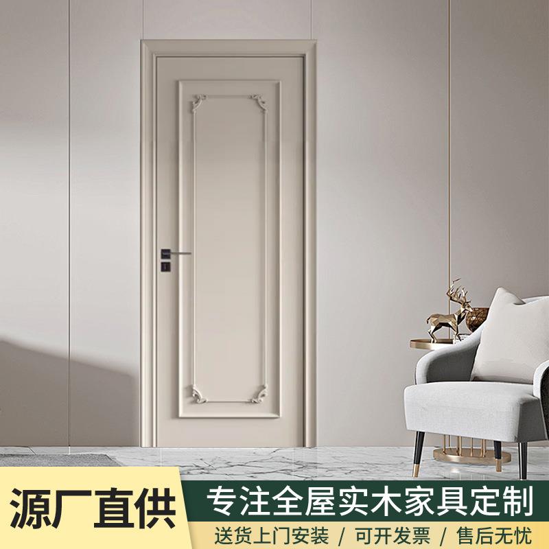 现代轻奢烤漆实木门家装简约室内整套奶油房间门
