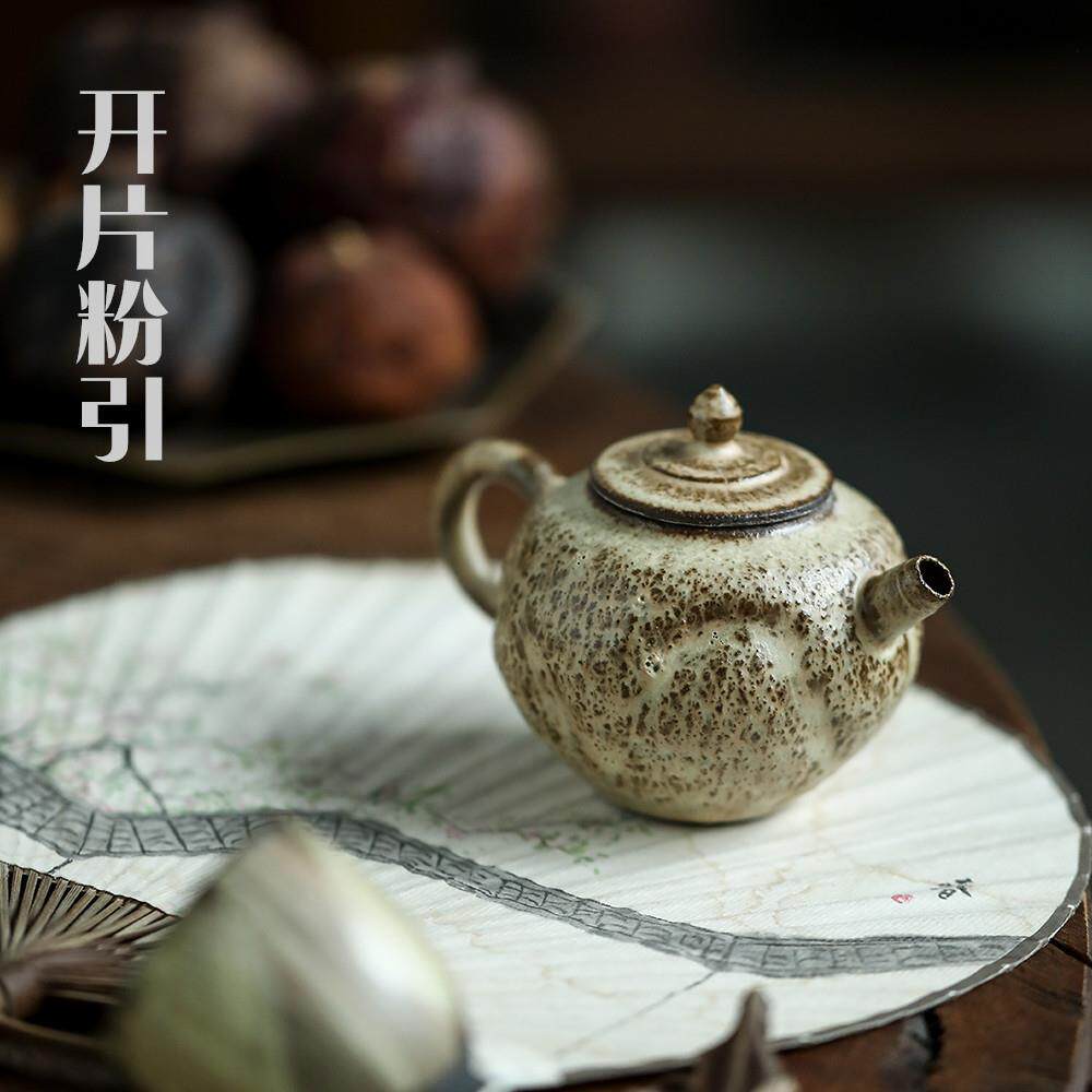 晴先生妙峰手作紫砂志野烧开片日式原矿正把壶手工志野温润正把壶