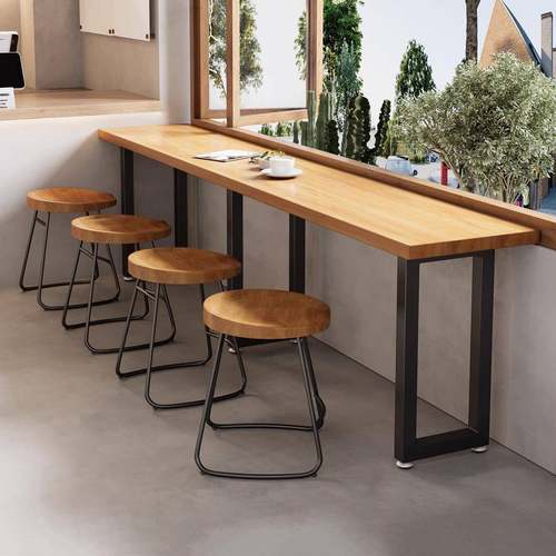 矮吧桌窄长条桌商用餐饮店便利店超市靠墙靠窗奶茶店吧台桌椅组合