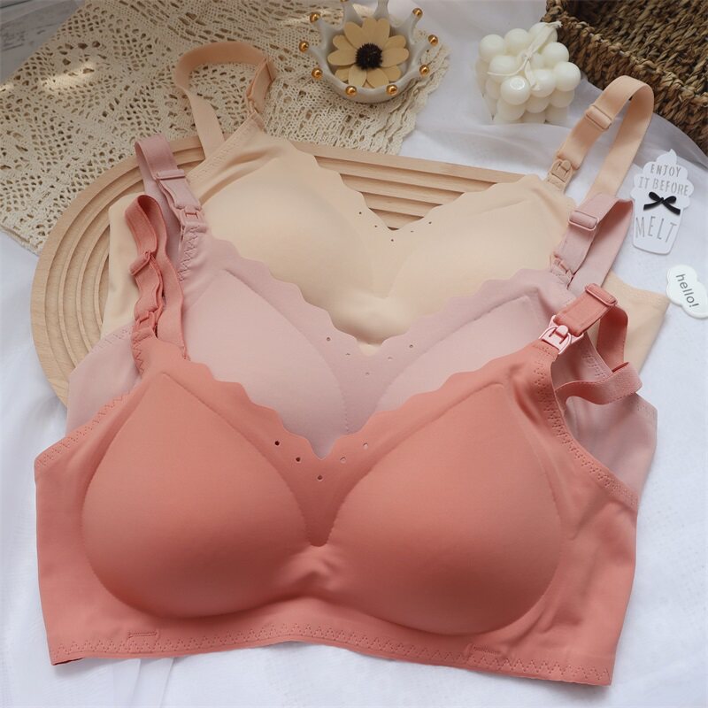 哺乳内衣女夏季薄款聚拢防下垂喂奶前开扣产后孕妇大码文胸睡觉穿