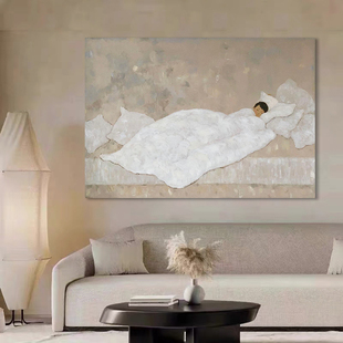 饰画客厅抽象挂画简约画 原创侘寂风装 HW.ART手绘油画 甜蜜梦乡