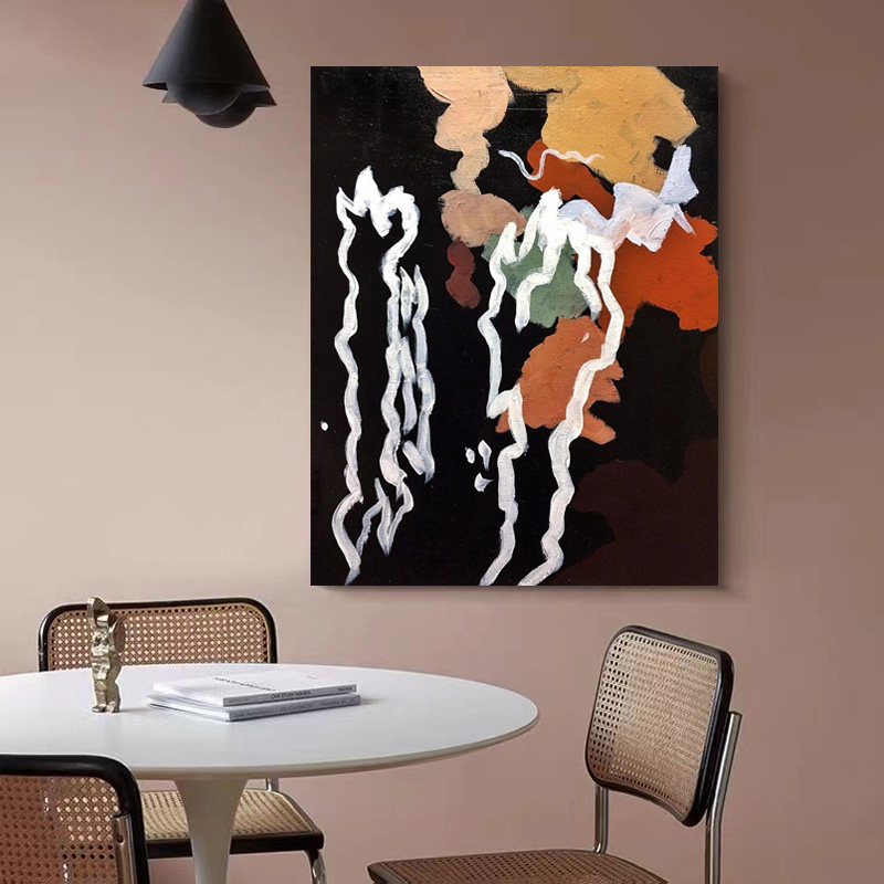 piant原创手绘《最美的期待》侘寂赤贫风客厅肌理抽象油画玄关