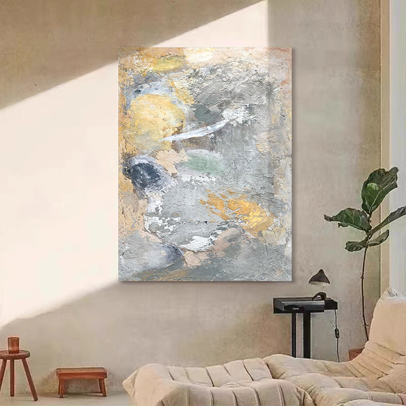 HW.ART纯手绘油画《沧笙踏歌》侘寂风客厅装饰肌理画抽象玄关挂画