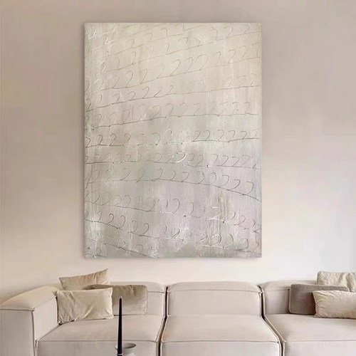 HW.paint纯手绘油画《二茼》侘寂风装饰画餐厅挂画客厅玄关抽象画