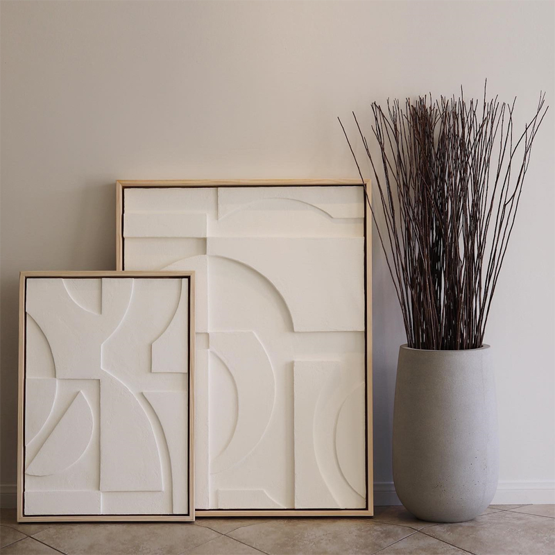 HW.piant原创手绘《浮梦》客厅木雕装饰画设计师玄关大尺寸落地画