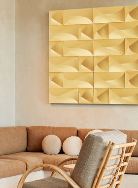 HW.paint原创手绘 |样板间设计师木雕刻橙色沙岩装饰挂画客厅玄关