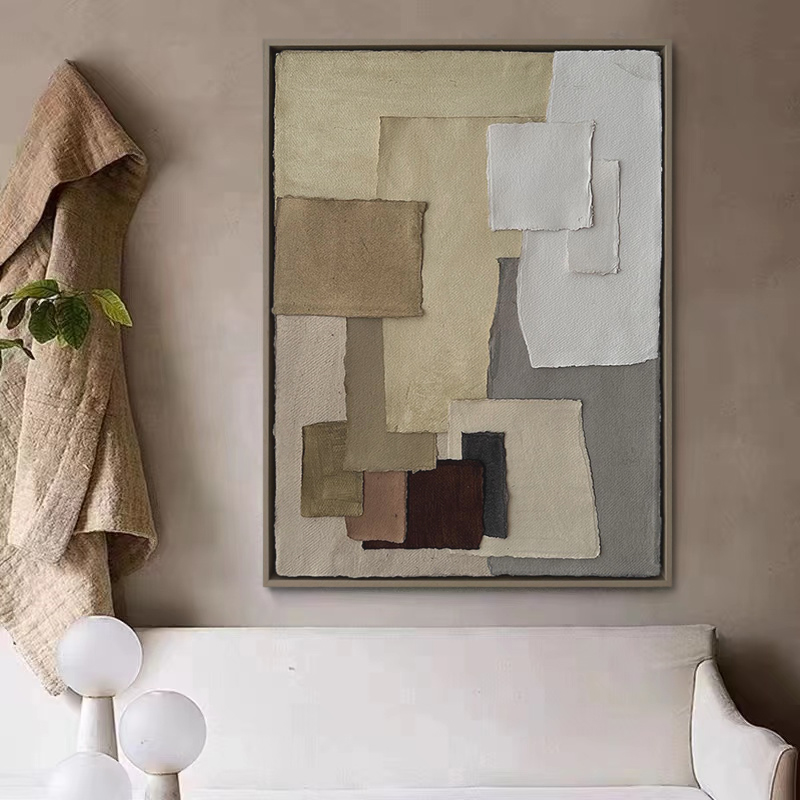 HW.paint手绘油画《无期》卧室侘寂风挂画客厅装饰画纯手工抽象画