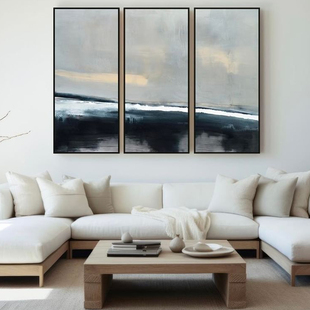 HW.paint纯手绘油画《渡海》餐厅侘寂风挂画客厅装饰画抽象手工画