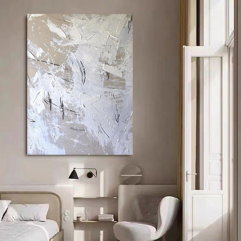 paint原创手绘油画《南极之地》侘寂风手工客厅肌理油画装饰画