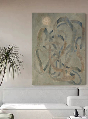 HW.paint纯手绘油画《宛姬》餐厅侘寂风挂画客厅抽象装饰画手工画
