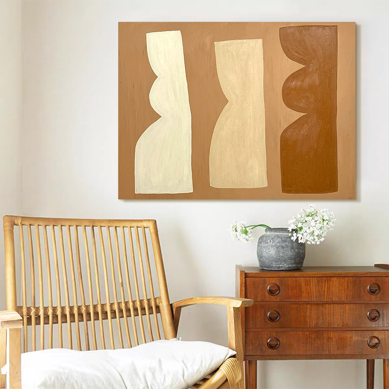 HW.ART纯手绘油画《珍存静美》侘寂风客厅抽象挂画餐厅装饰艺术画