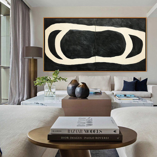 HW.paint纯手绘油画《转谱》玄关侘寂风装饰画客厅高级感抽象壁画