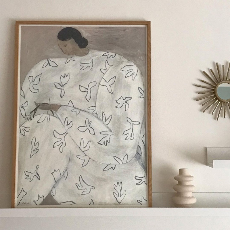 piant原创手绘《少女的祈祷》侘寂赤贫风客厅油画玄关装饰画