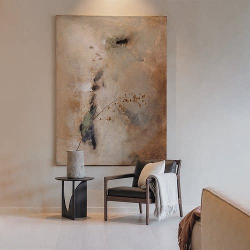HW.ART手绘油画《川野顺和》侘寂风客厅背景墙抽象挂画高档装饰画