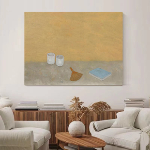 HW.ART手绘油画 饰画玄关画手工 惬意时光 客厅侘寂风挂画餐厅装