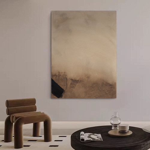 HW.paint原创手绘油画《赋景》客厅简约抽象挂画玄关侘寂风装饰画