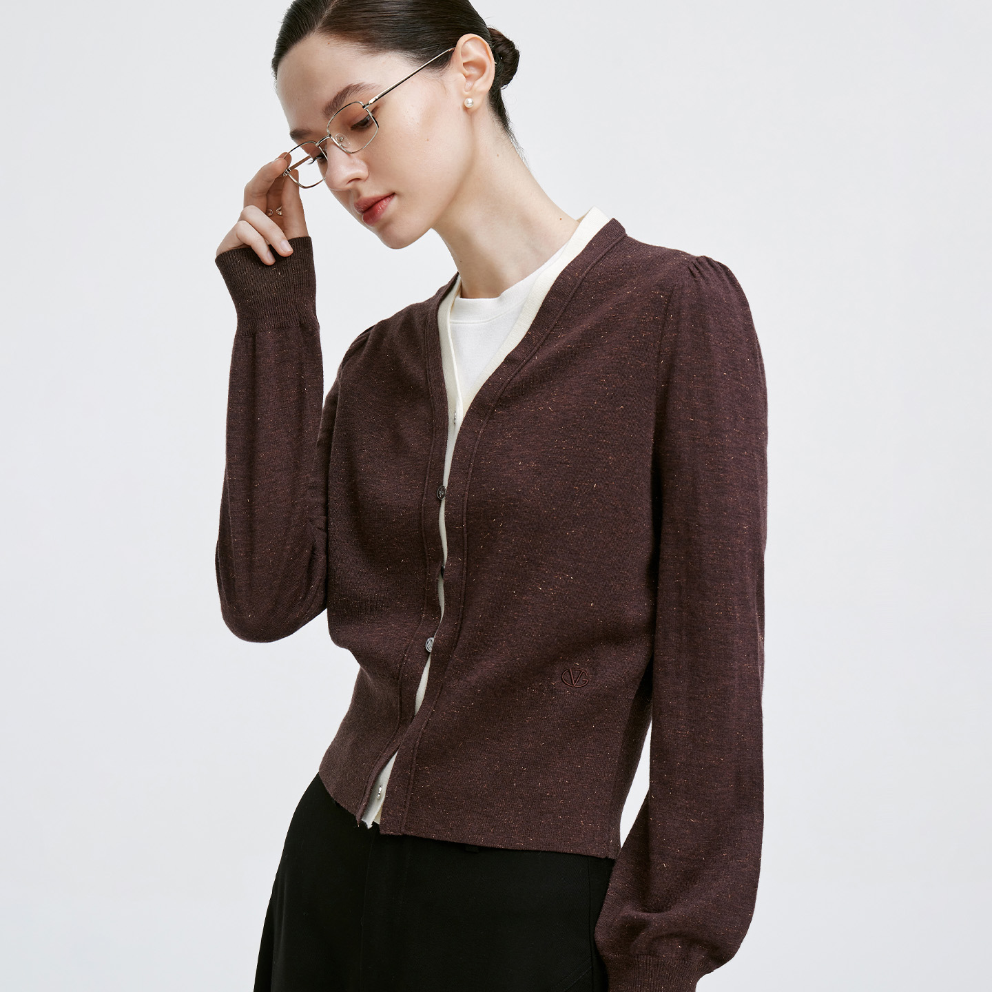 卓凡尼·华伦天奴短款V领针织衫