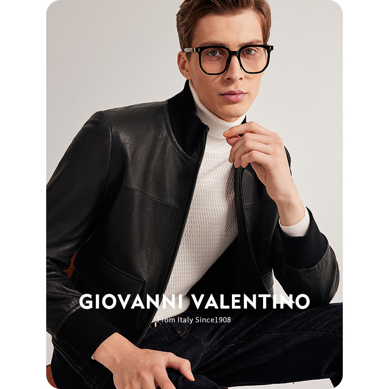 皮衣意大利GV外套立领真皮皮衣