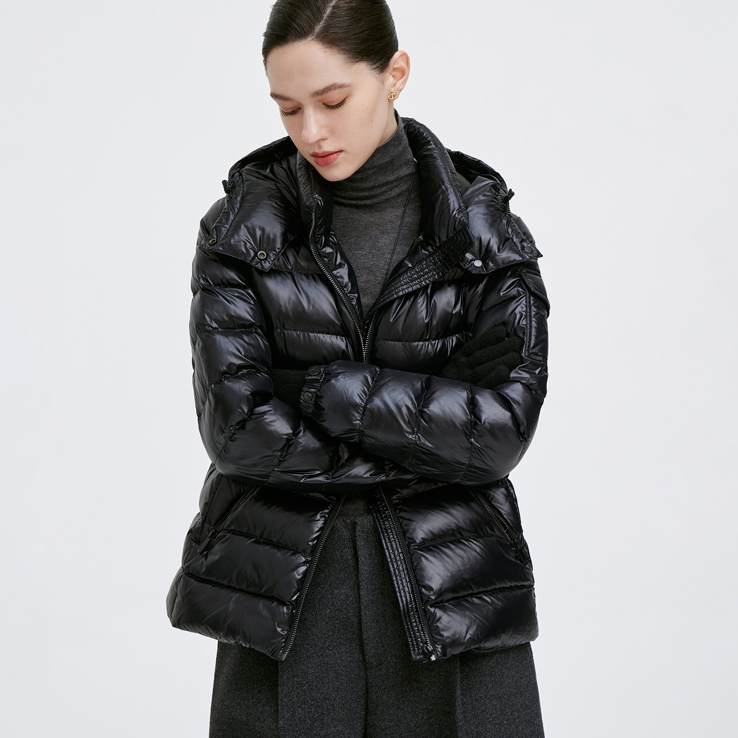 卓凡尼·华伦天奴时尚连帽羽绒服