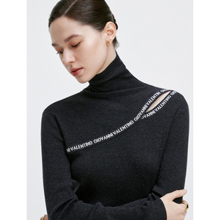 女灰色高级感打底衫 高领羊毛针织衫 毛衣 VALENTINO秋冬季 GIOVANNI