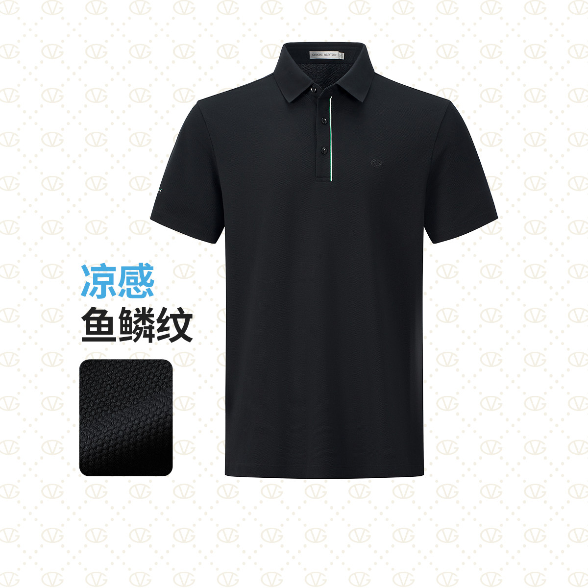 [凉感]GIOVANNI VALENTINO白色保罗polo衫男夏季短袖休闲翻领T恤