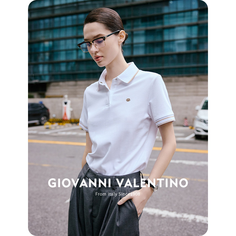 GIOVANNI VALENTINO抗菌短袖polo衫女2025夏季新品通勤针织体恤女,女装/女士精品,POLO衫,淘宝优惠券,粉丝福利购,淘宝优惠卷
