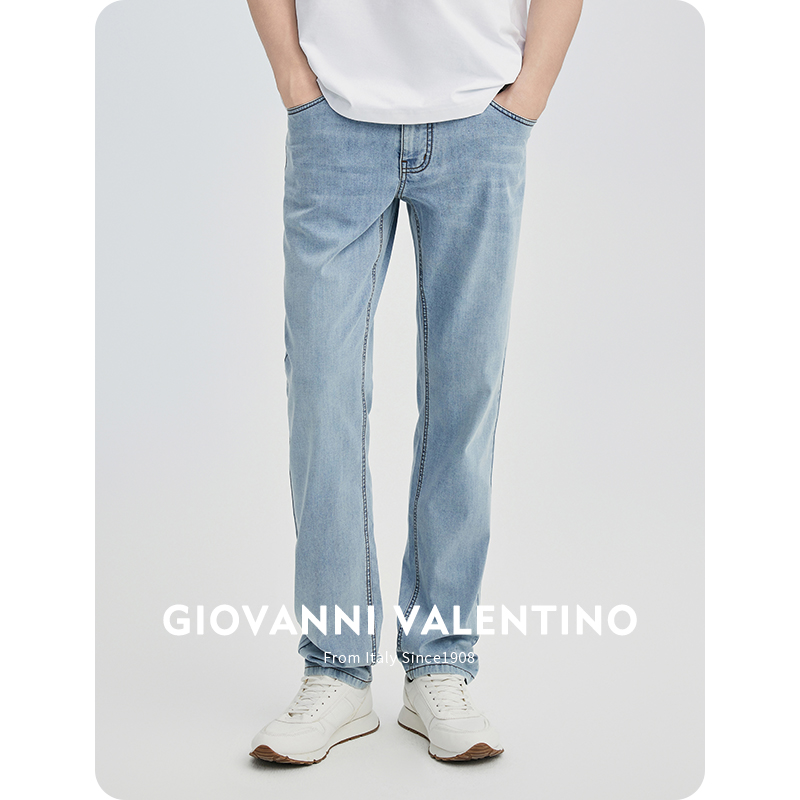 [凉感]GIOVANNI VALENTINO水洗休闲牛仔裤男士夏季新款薄款直筒