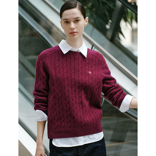 女士白色休闲百搭毛衣 全羊毛圆领针织衫 GIOVANNI VALENTINO秋冬季