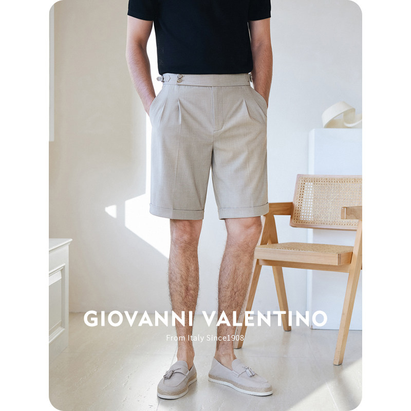 GIOVANNI VALENTINO灰色休闲短裤男士夏季新款薄款中裤五分裤子