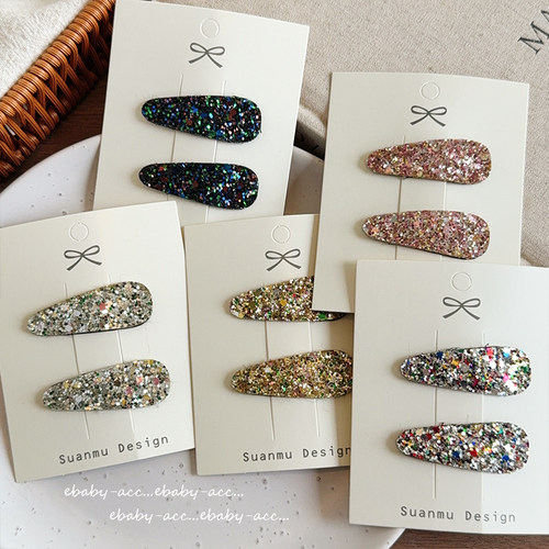 女童BB夹不伤发闪闪侧边后脑勺碎发前额刘海发夹方形亮片发饰夹子