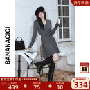 连衣裙 学院风A字双排扣收腰V领长袖 BANANA CICI2025年冬季