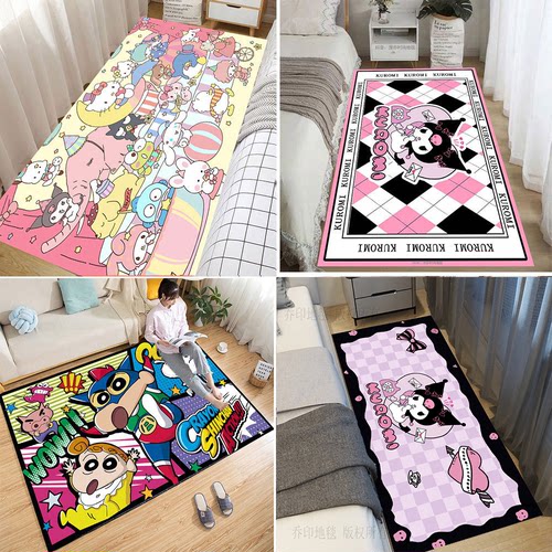 床边阳台卡通水晶绒防污床边垫