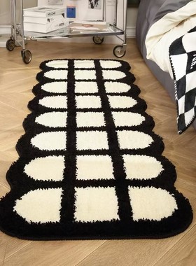 奶油风ins毛绒主卧飘窗垫沙发茶几垫卧室床边地毯床边毯长条床前