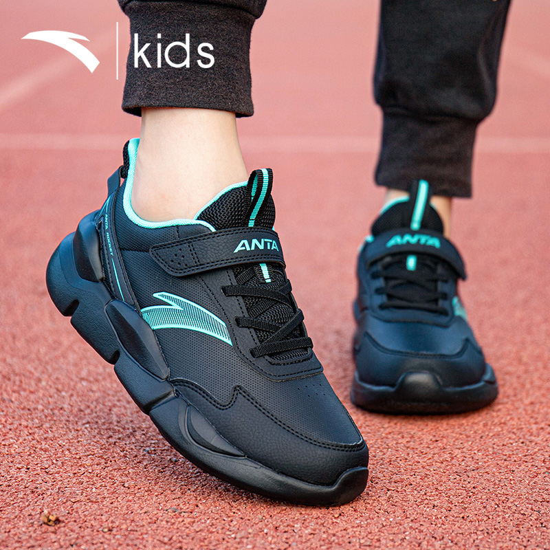 安踏男童运动鞋皮面保暖儿童跑鞋