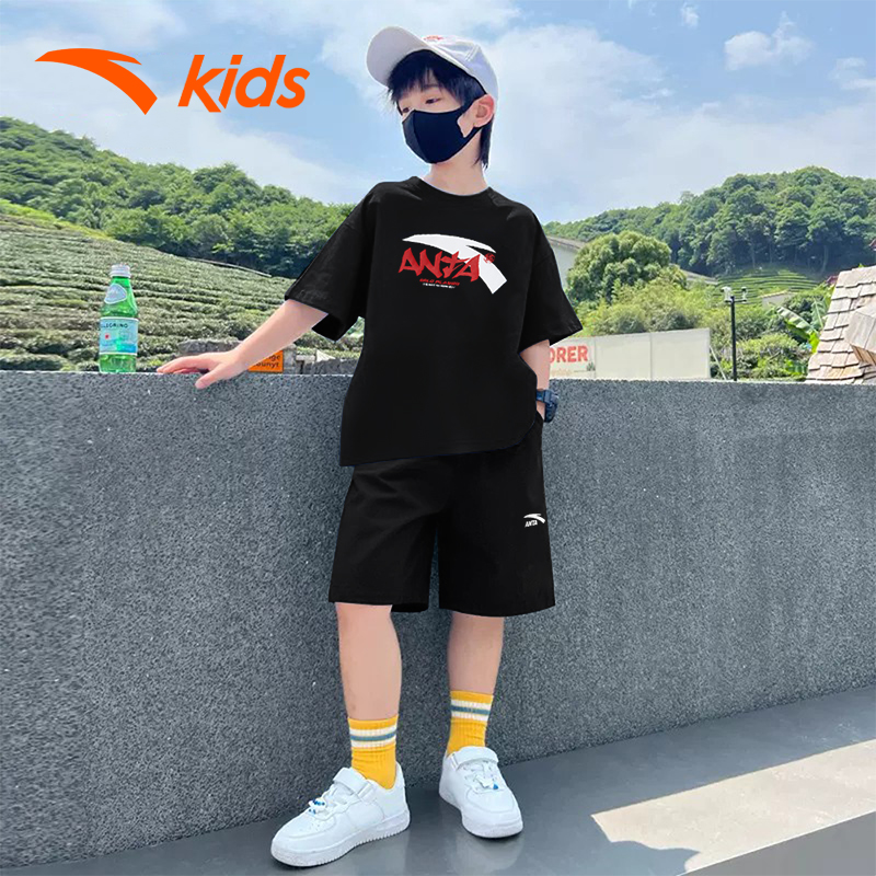 安踏童装男大短袖套2024夏