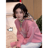 春季 佟小白TXB 斗牛犬908 圆领休闲字母印花横织双层舒适毛圈卫衣