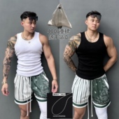 GYMOG美式 重磅加粗螺纹紧身运动健身显肌肉吸汗 400g纯色背心夏季