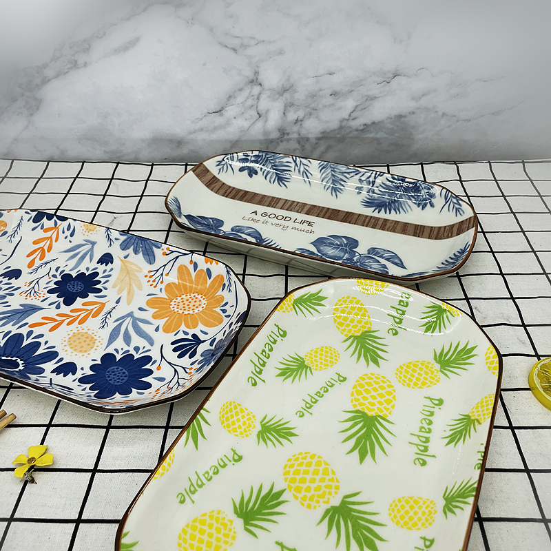 鱼盘陶瓷长方形12英寸