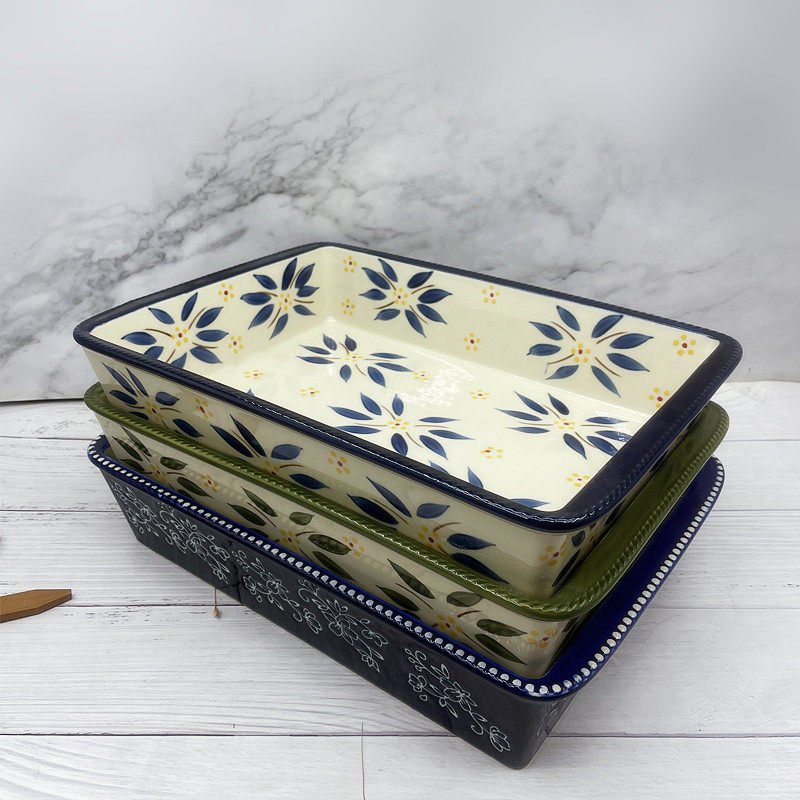 外贸出口陶瓷双耳大烤盘14英寸长方形大容量浮雕水果盆烤鱼盘收纳,餐饮具,盘,淘宝优惠券,粉丝福利购,淘宝优惠卷