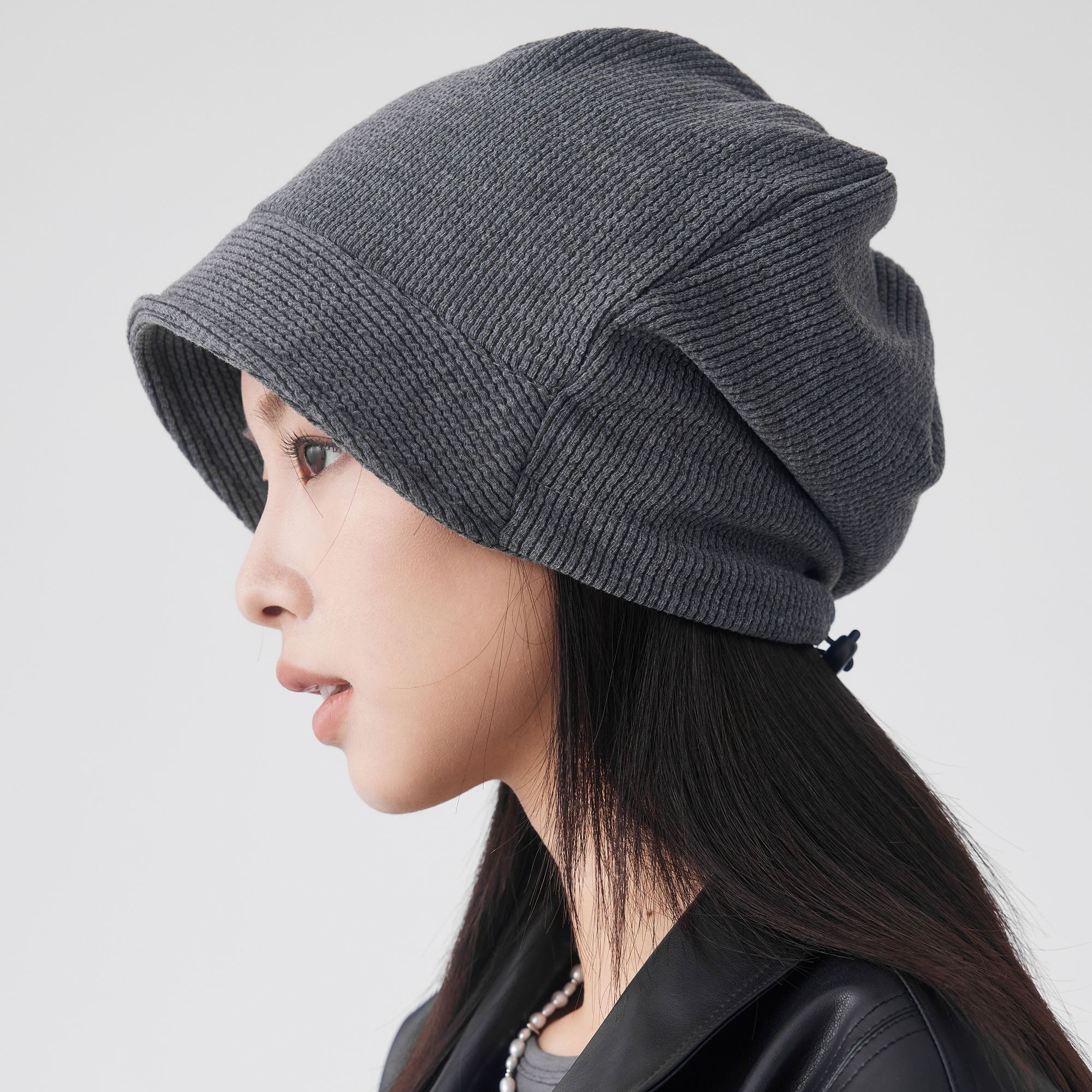 灰色韩系堆堆鸭舌帽秋冬大头围